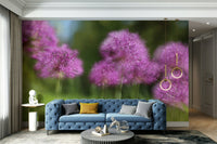 The wallpaper is applied seamlessly, making the whole wall a single piece of art.

