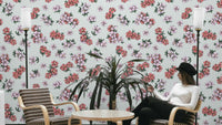 Light floral mural wallpaper with spring blooms

