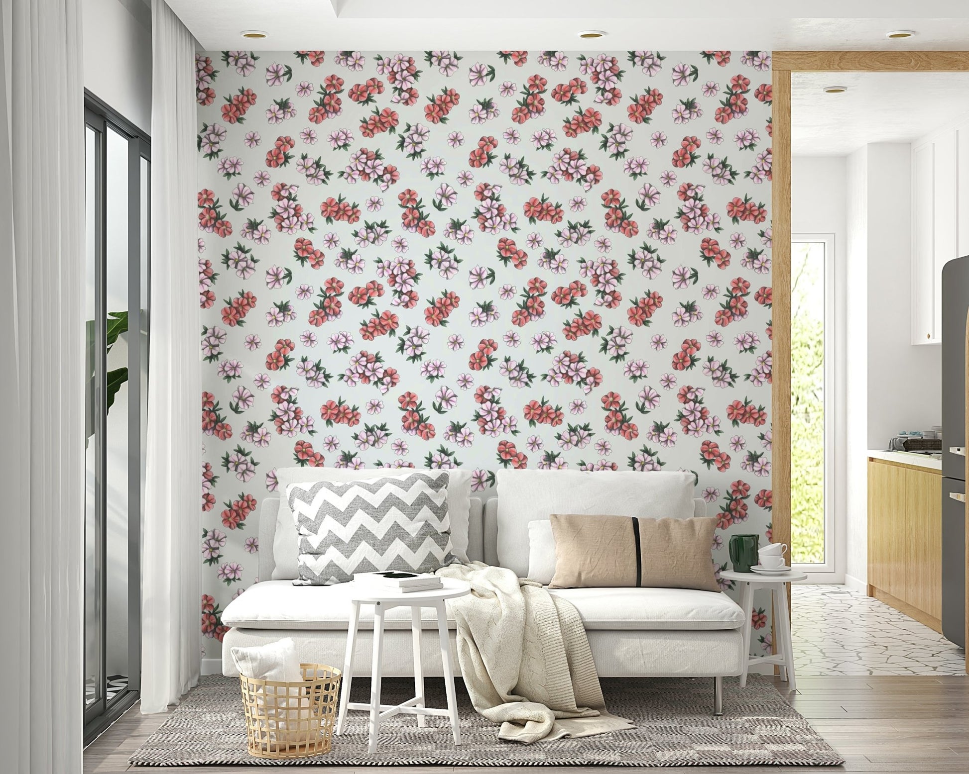 Simple flower wallpaper with pencil effect

