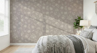 Artistic watercolor petals on Soft Taupe Florals wallpaper mural.