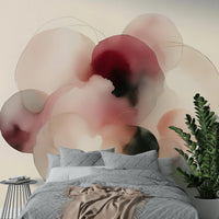 Soft Tones Artistic Flow Wall Mural used as a backdrop for a contemporary dining area.