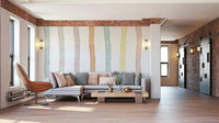A calming abstract design wallpaper mural that defines a space.


