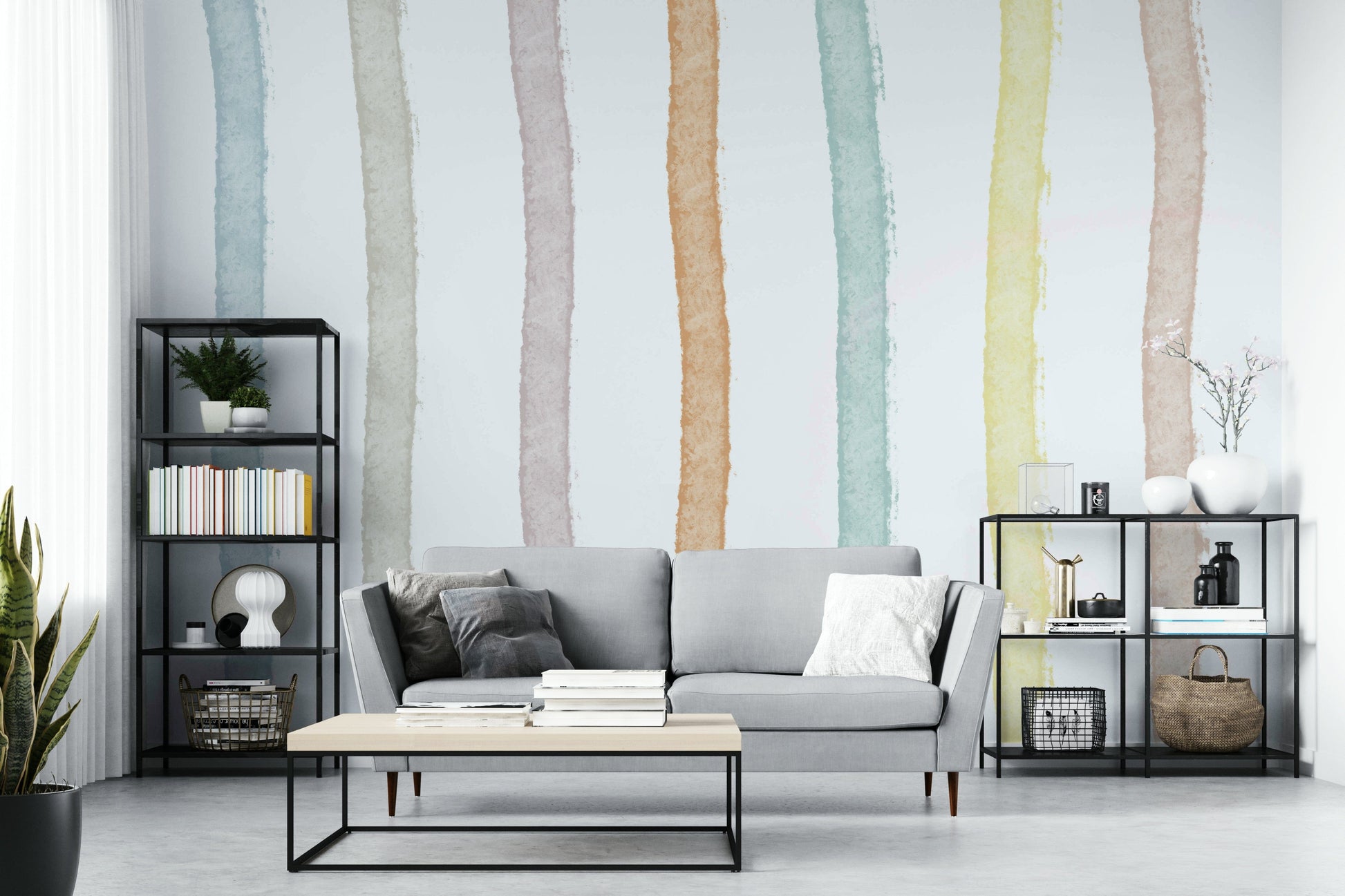 A beautiful modern abstract wall mural for a living room.

