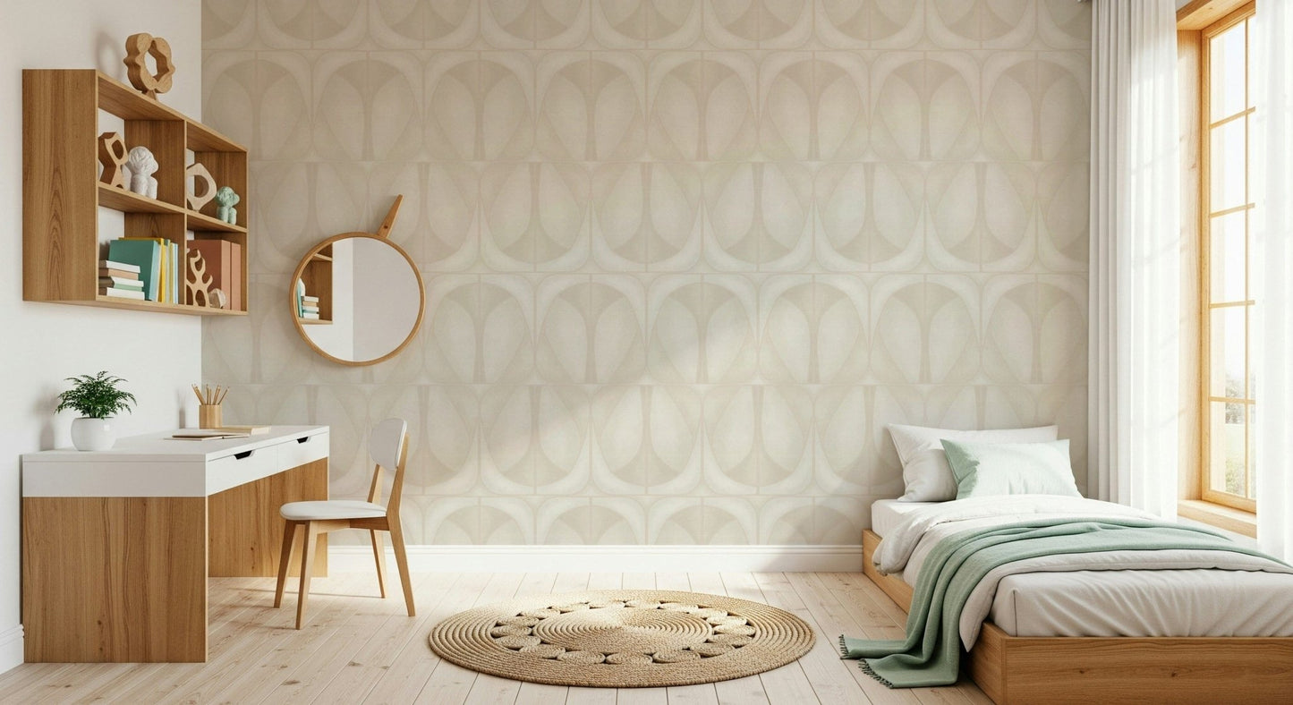 Curved wallpaper mural Softy Dèco Geometries dancer sophisticated pattern