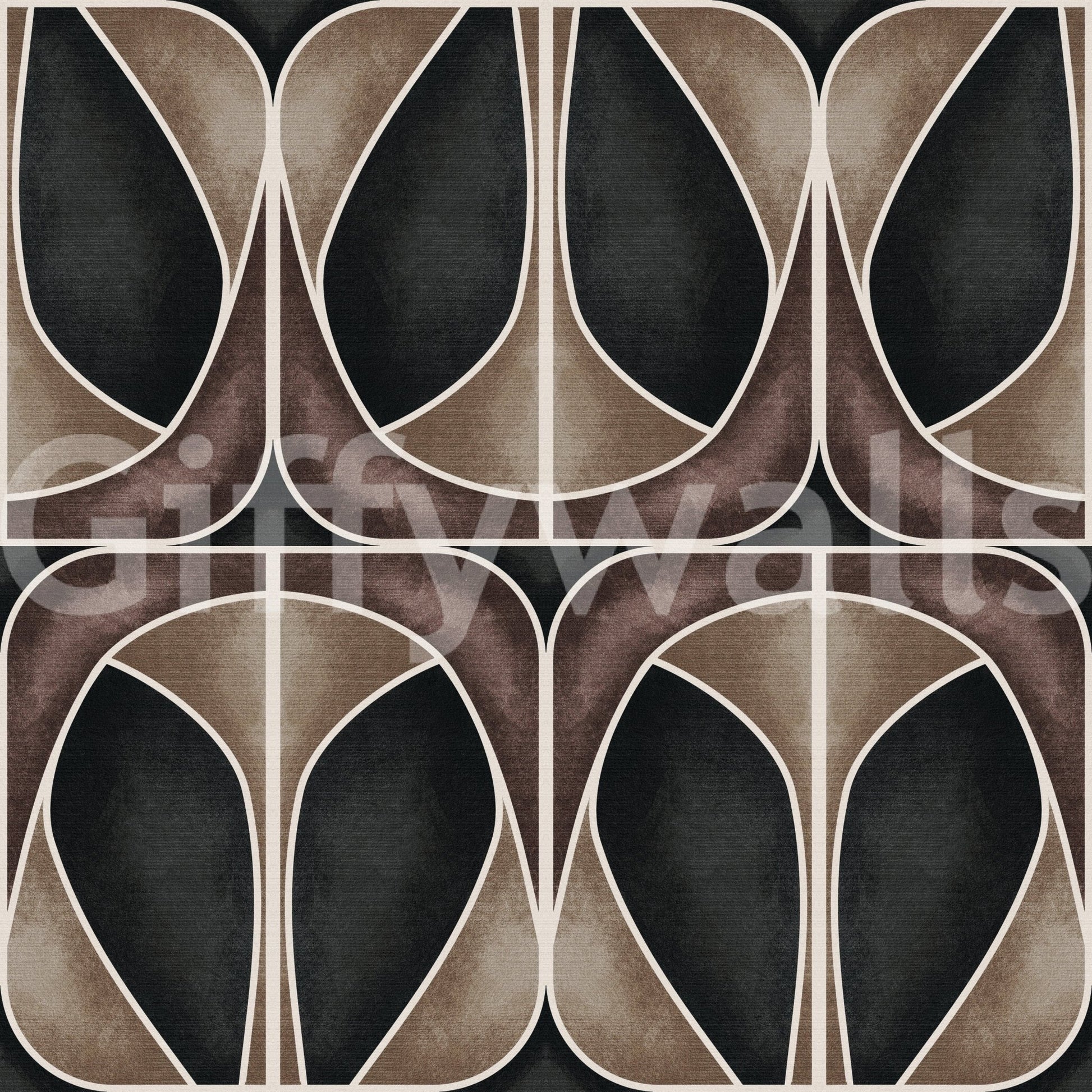 Mid-century Softy Dèco Geometries Dramatic Charm wall mural art.