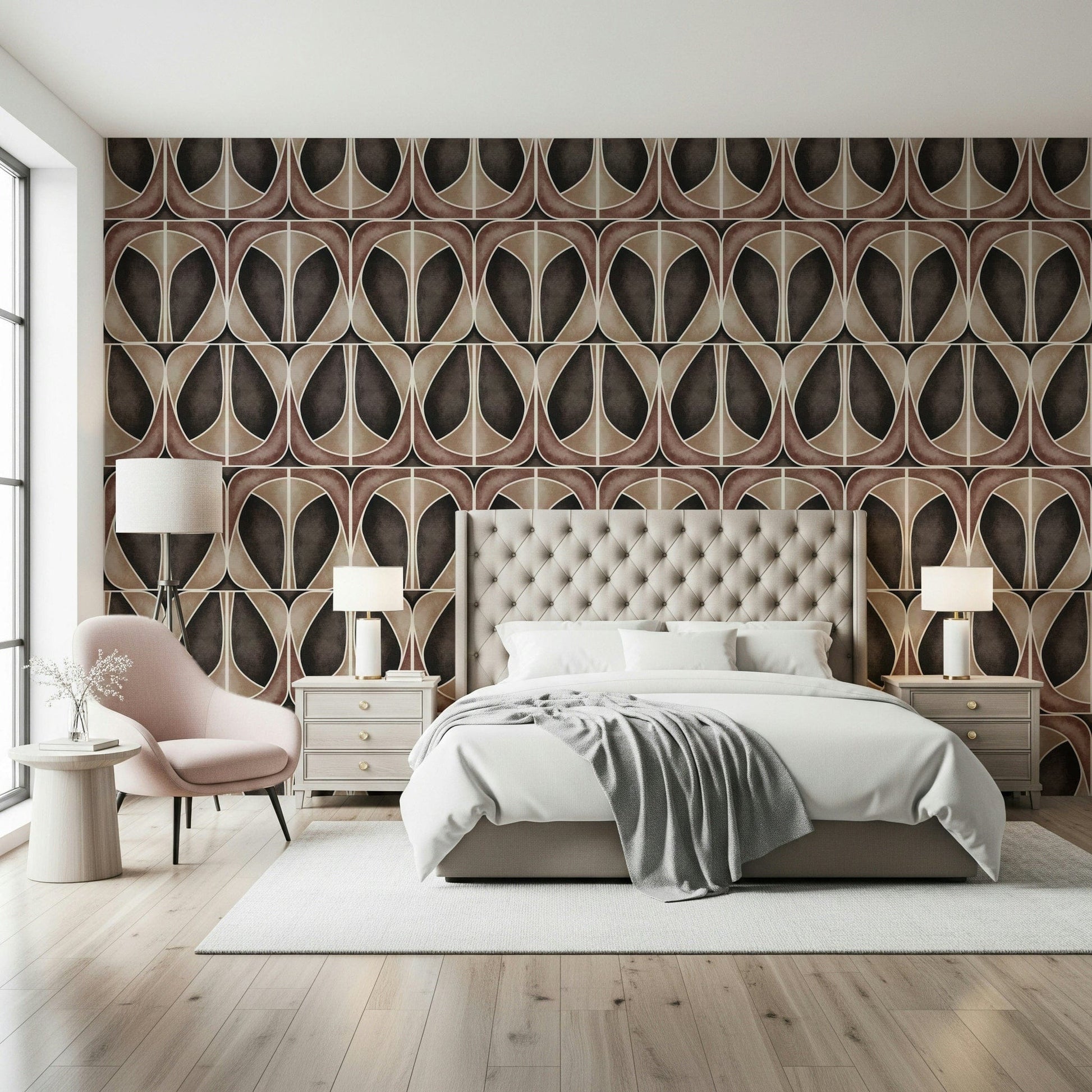 Mid-century peel and stick wallpaper Softy Dèco Geometries design.