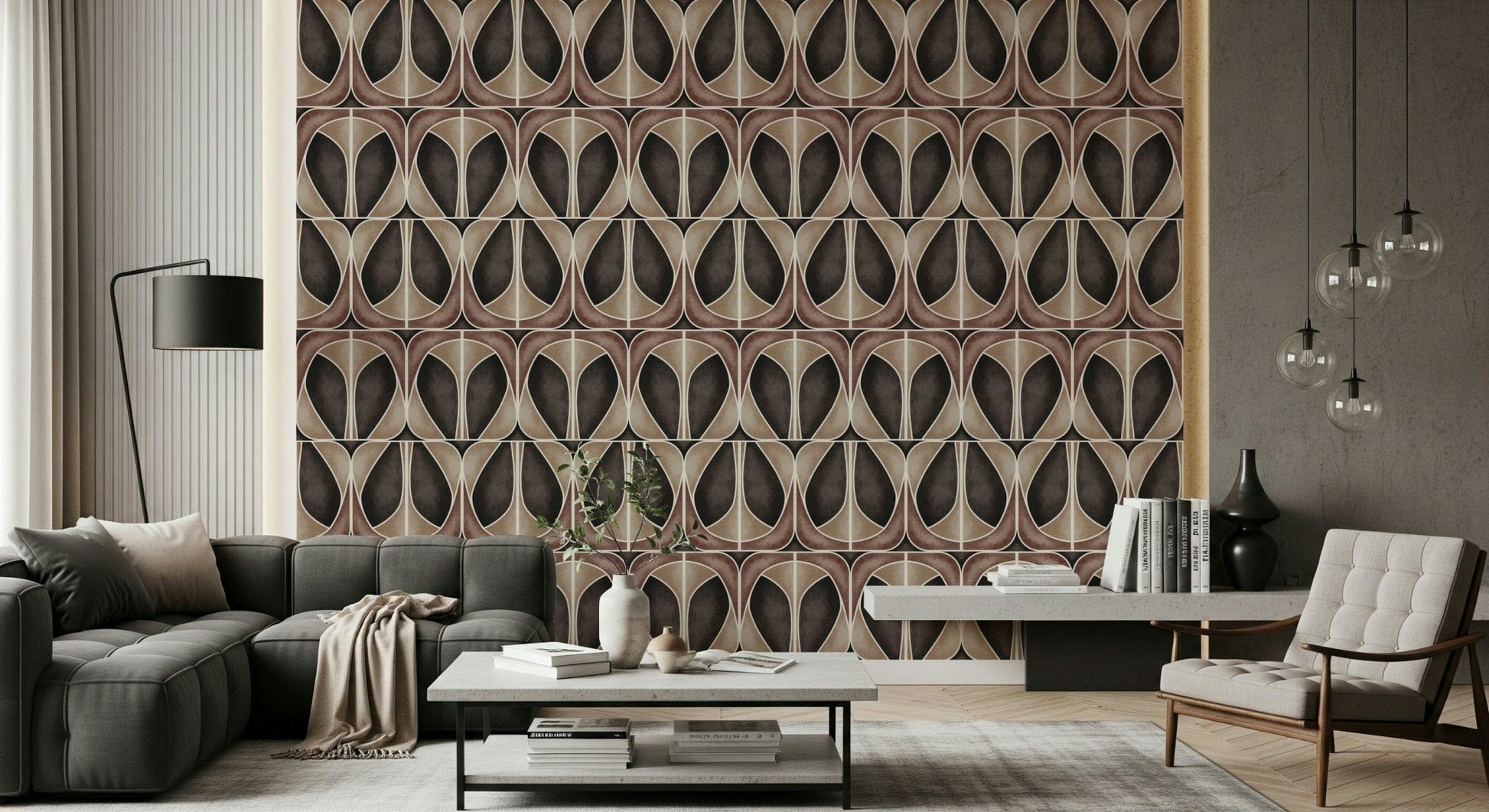 Dramatic Coffee wallpaper mural displaying organic chocolate curves.