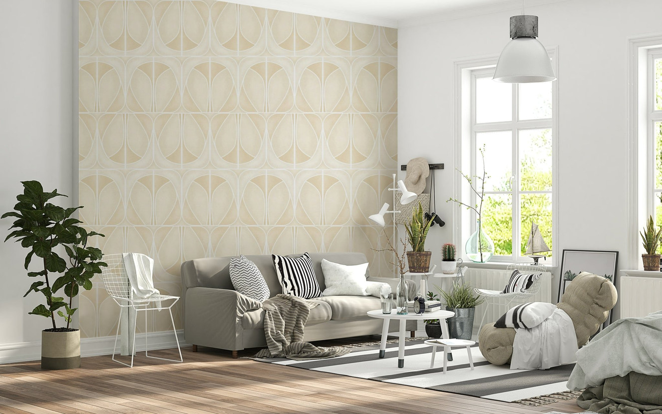 Sand Charm Softy Dèco Geometries neutral wallpaper for walls