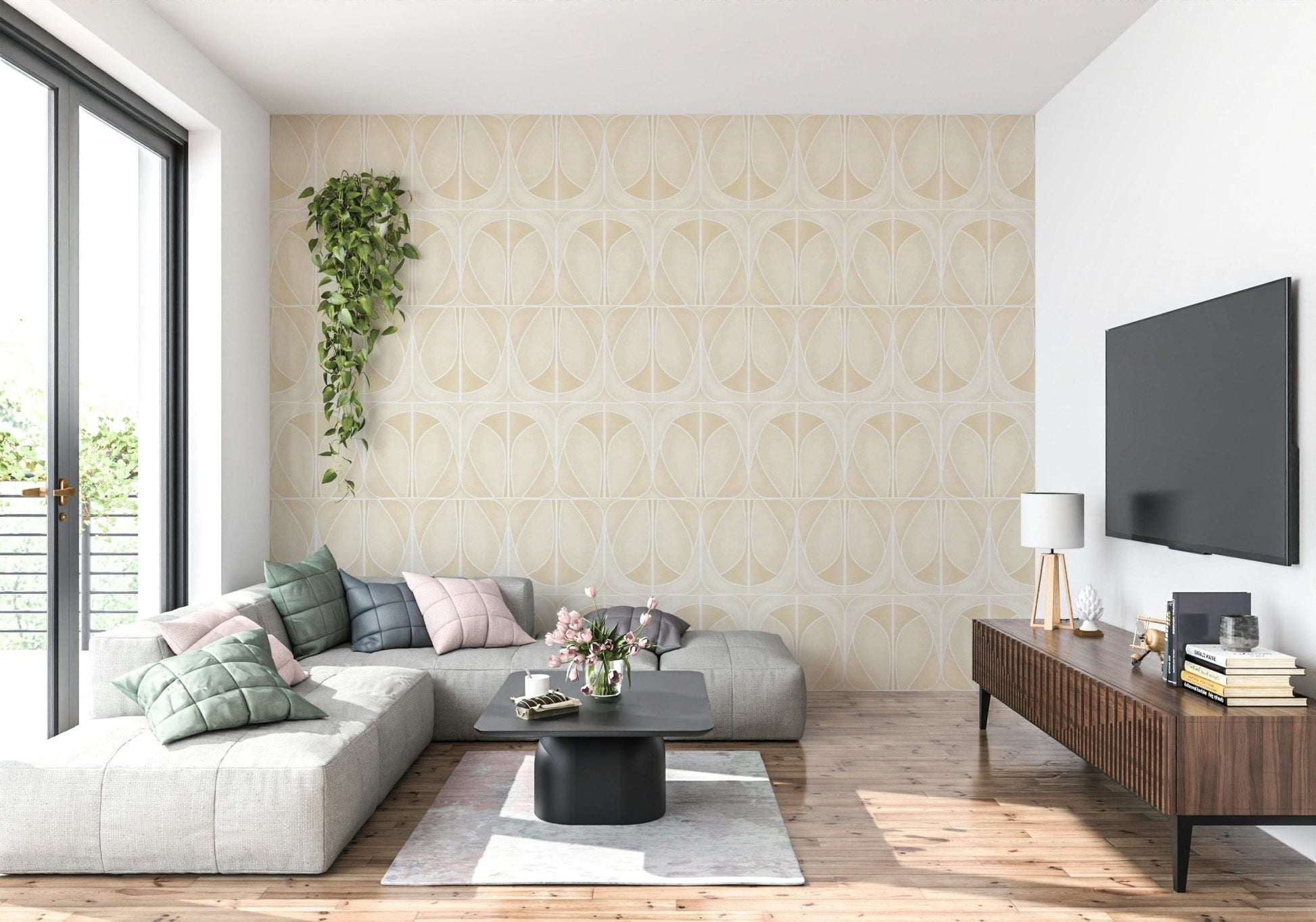 Sand Charm Softy Dèco Geometries architectural wallpaper mural art