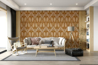Classic Softy Dèco Geometries Warm Caramel wallpaper for walls refined elegance.