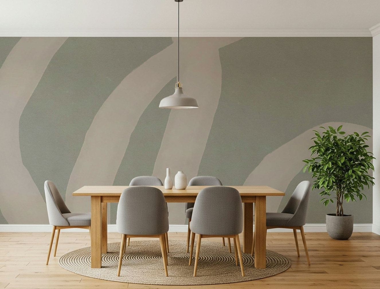 A contemplative gentle design wallpaper mural for a feature wall.