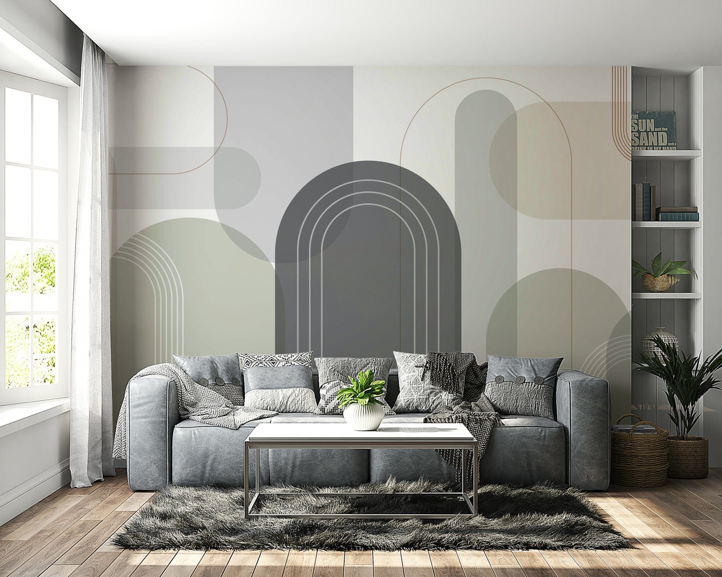 Sophisticated Arches Warm Neutrals Wall Mural