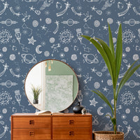 Space Voyage Blue Wallpaper with a stellar design