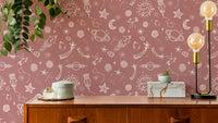 Elegant Space Voyage Rose Color Wallpaper for walls