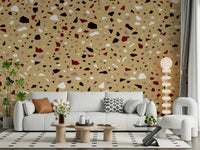 A contemplative speckled texture wallpaper mural for a feature wall.