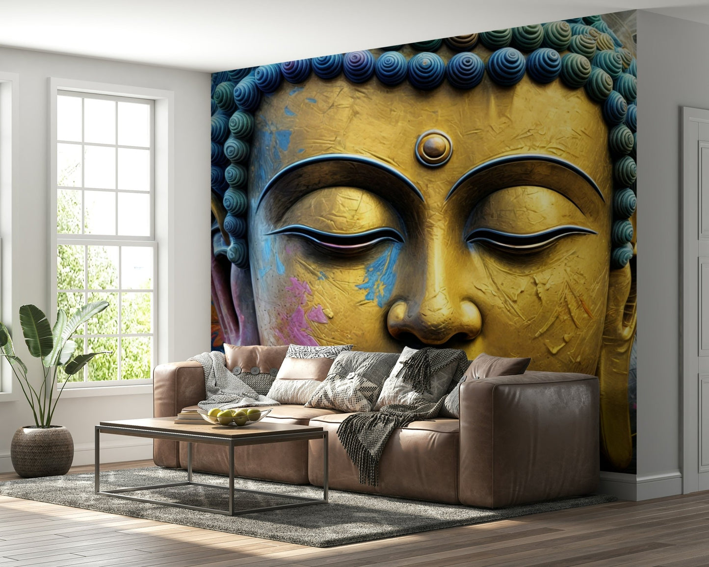 The image shows a peaceful scene with flowing shapes.

