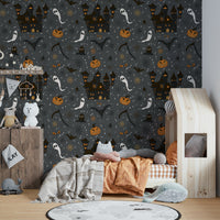 Phantom Castle Graveyard Gray eerie wall art
