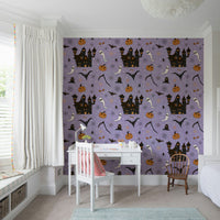Phantom Castle Foggy Lavender eerie wallpaper for walls
