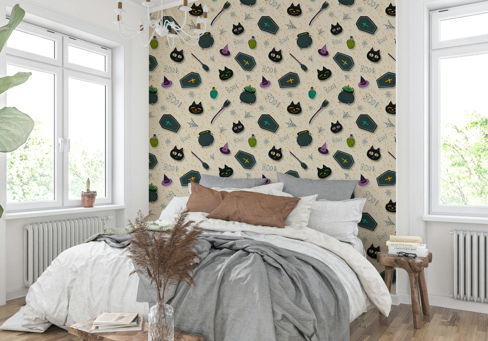 Boo! Halloween Fun Pearl night mural wallpaper
