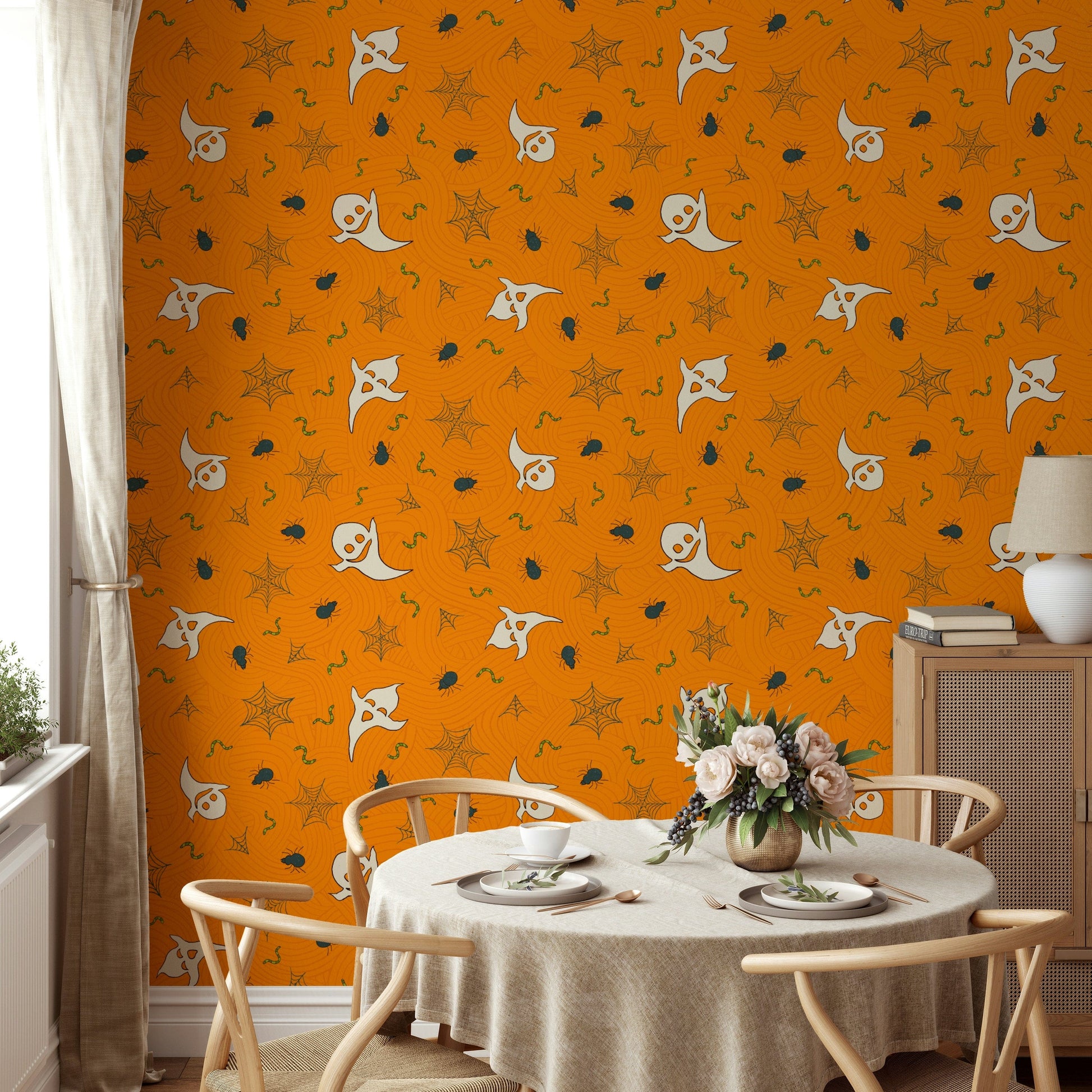 Halloween Haunt Party bat-filled wallpaper for walls
