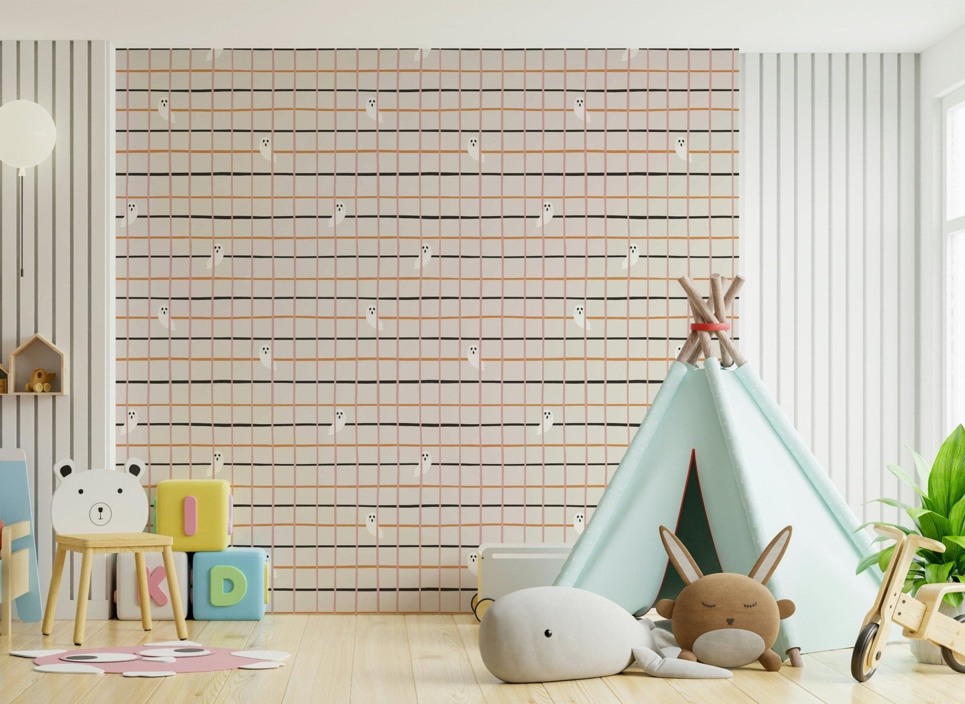 Vibrant spooky-season stripe pattern for holiday-themed walls.