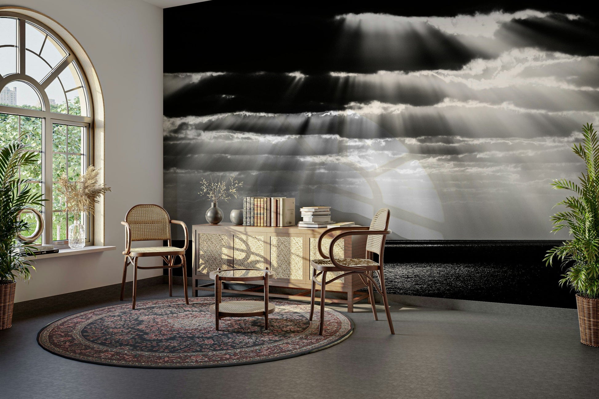 A serene dotted pattern wall mural for your decor.

