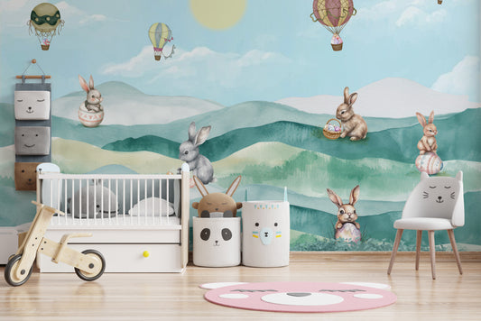 Spring Bunny Easter Egg Wall Mural