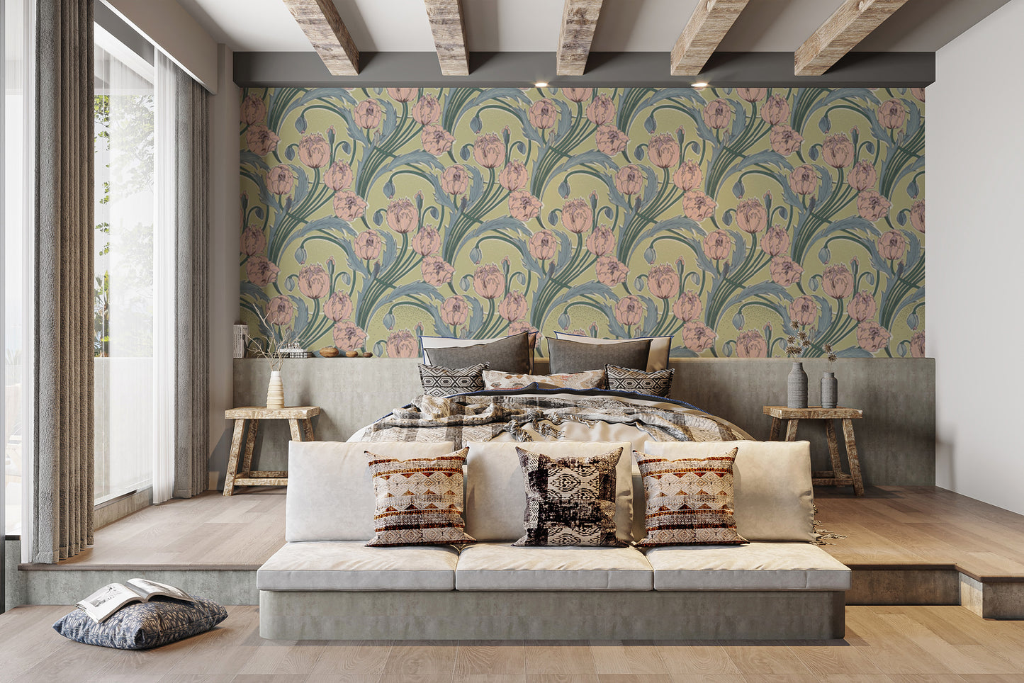 Stylish Spring Elegance wallpaper for bright, cheerful spaces.
