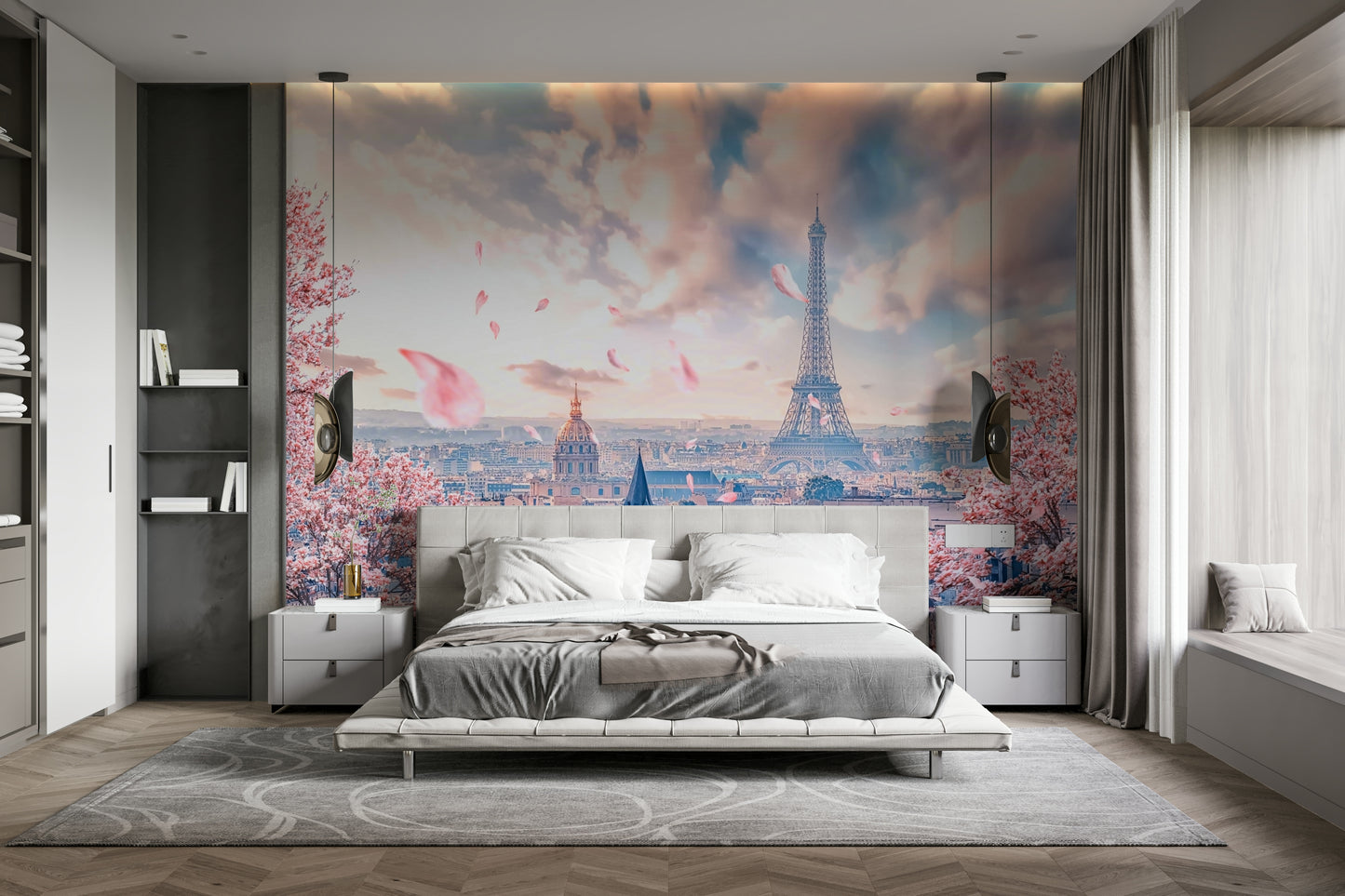 Springtime skyline of Paris with Eiffel view

