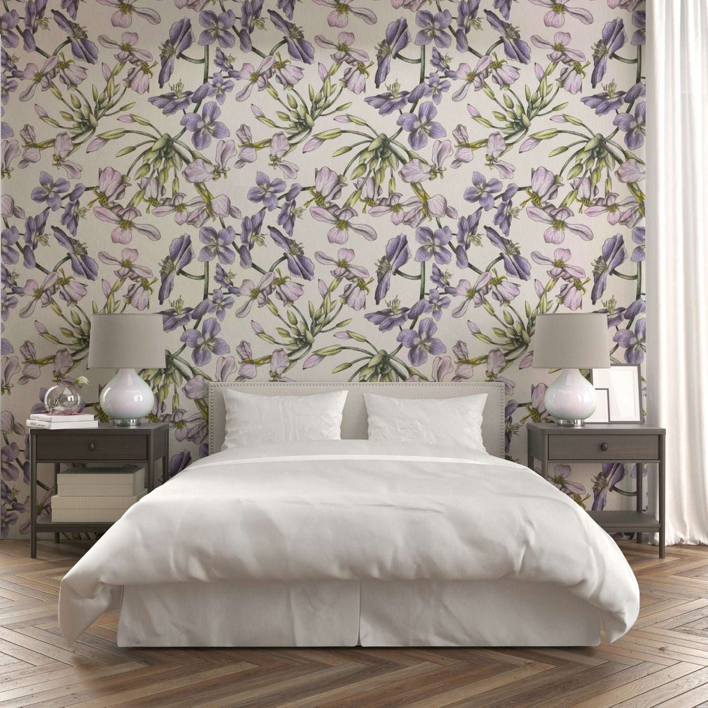 Spring-inspired wall mural pattern
