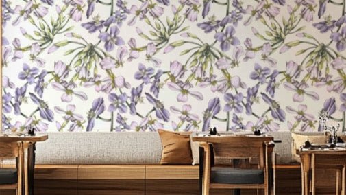 Hand-drawn floral mural wallpaper
