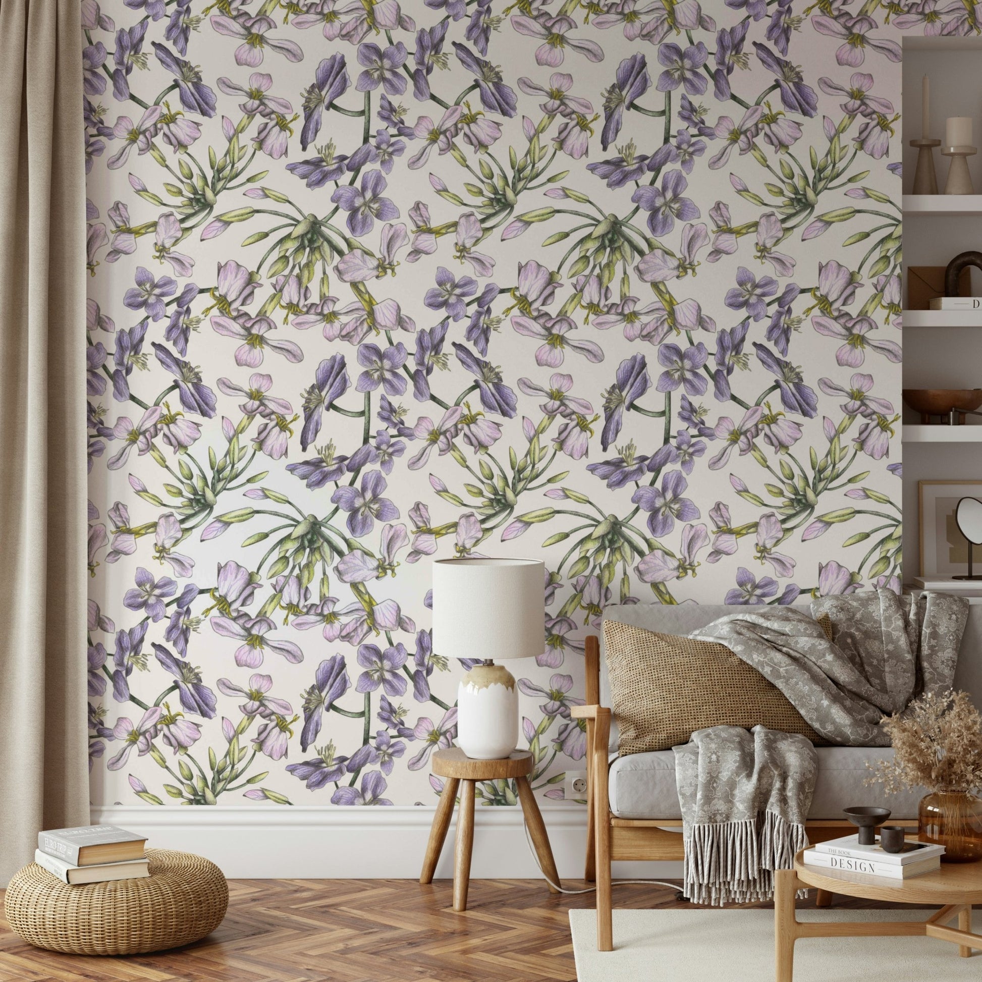 Delicate flower sketch wallpaper
