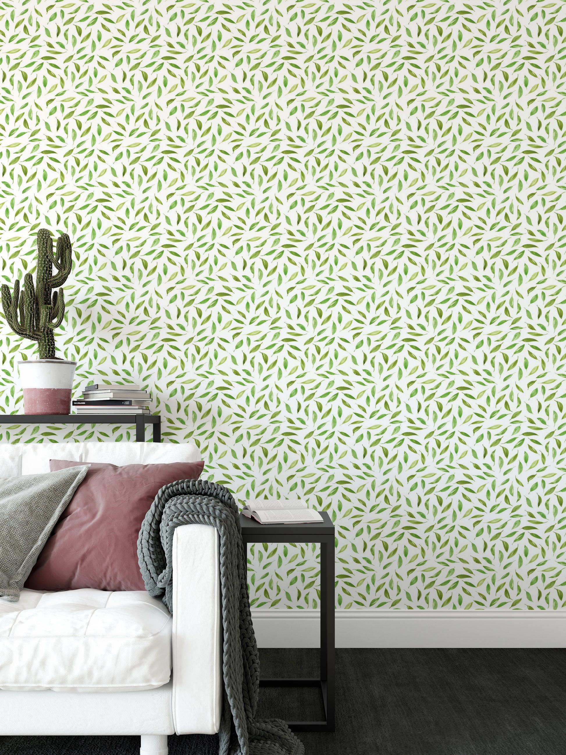 Airy leaf wallpaper for spring-themed room décor

