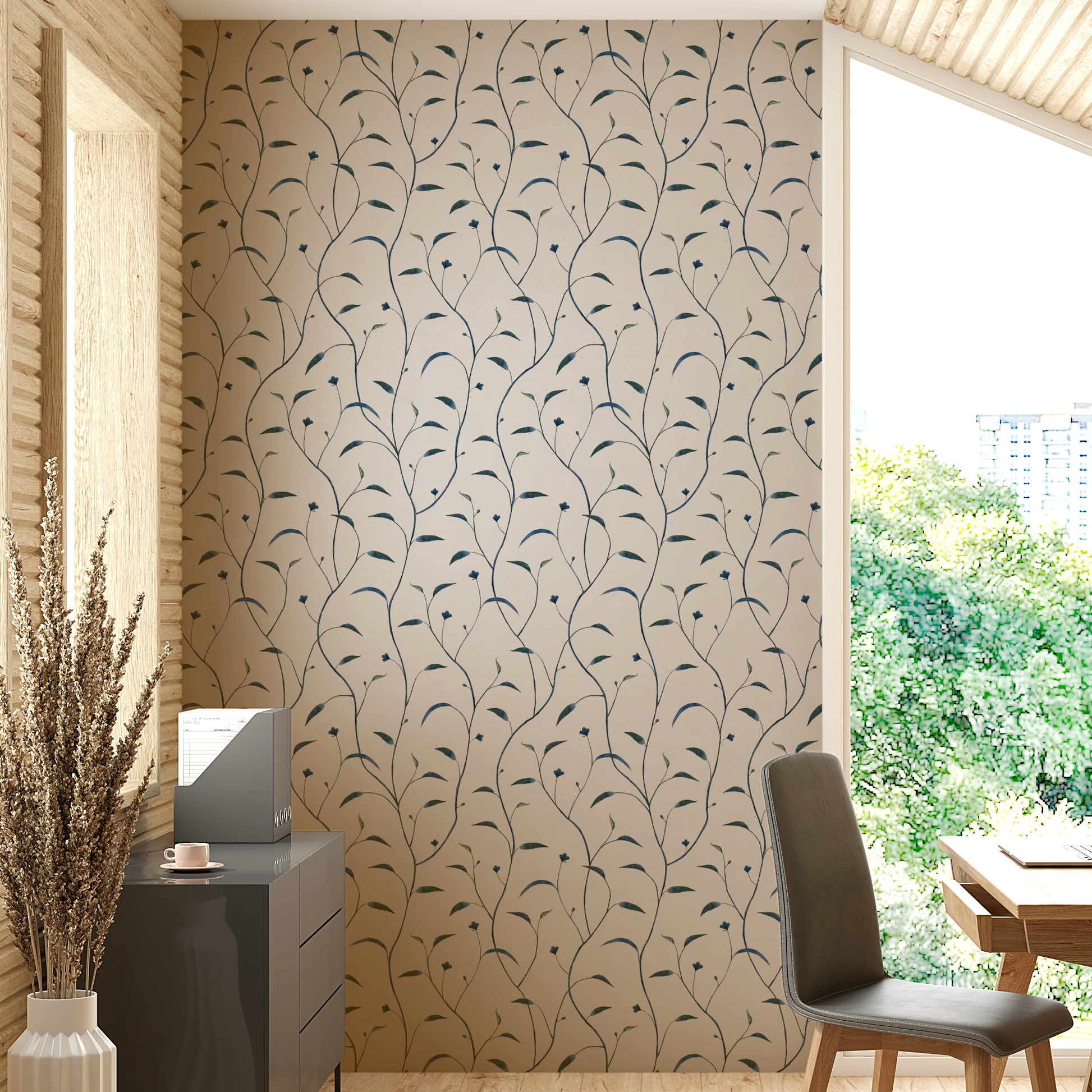 Sprout & Vine wallpaper in hallway space

