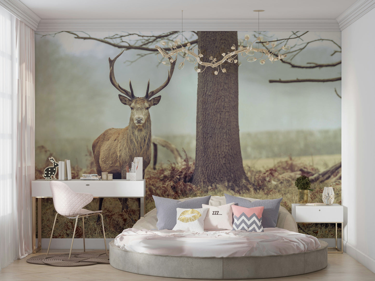 The wall art combines a nature theme with a magical feel.


