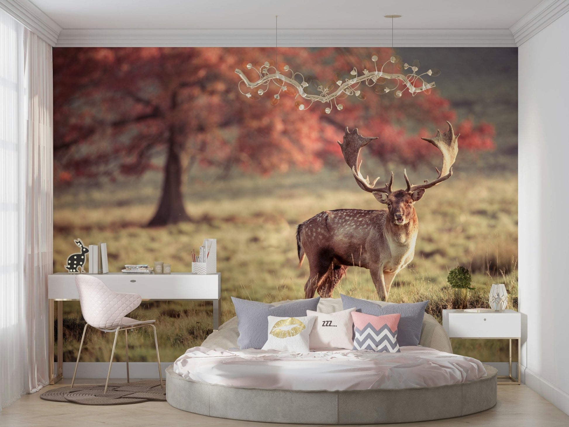 Wildlife wall mural featuring a lone stag

