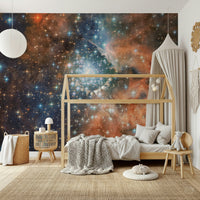 Modern wall decor with realistic constellations for a home cinema or basement.