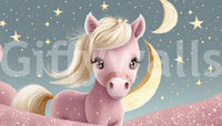 Calm night sky wallpaper mural with cute pony motif


