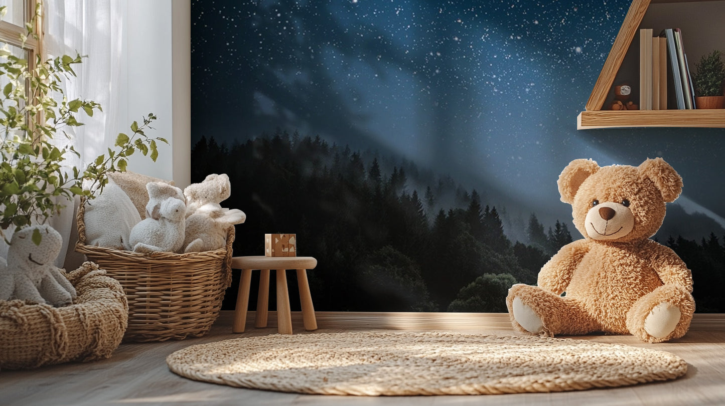 Enchanting Starry Night Wall Mural Design