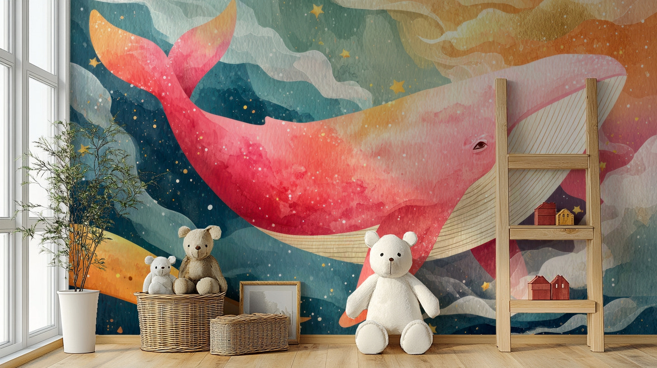 Starry Ocean Whale wall mural