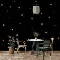 Stunning starry night wall mural creating a dreamy atmosphere

