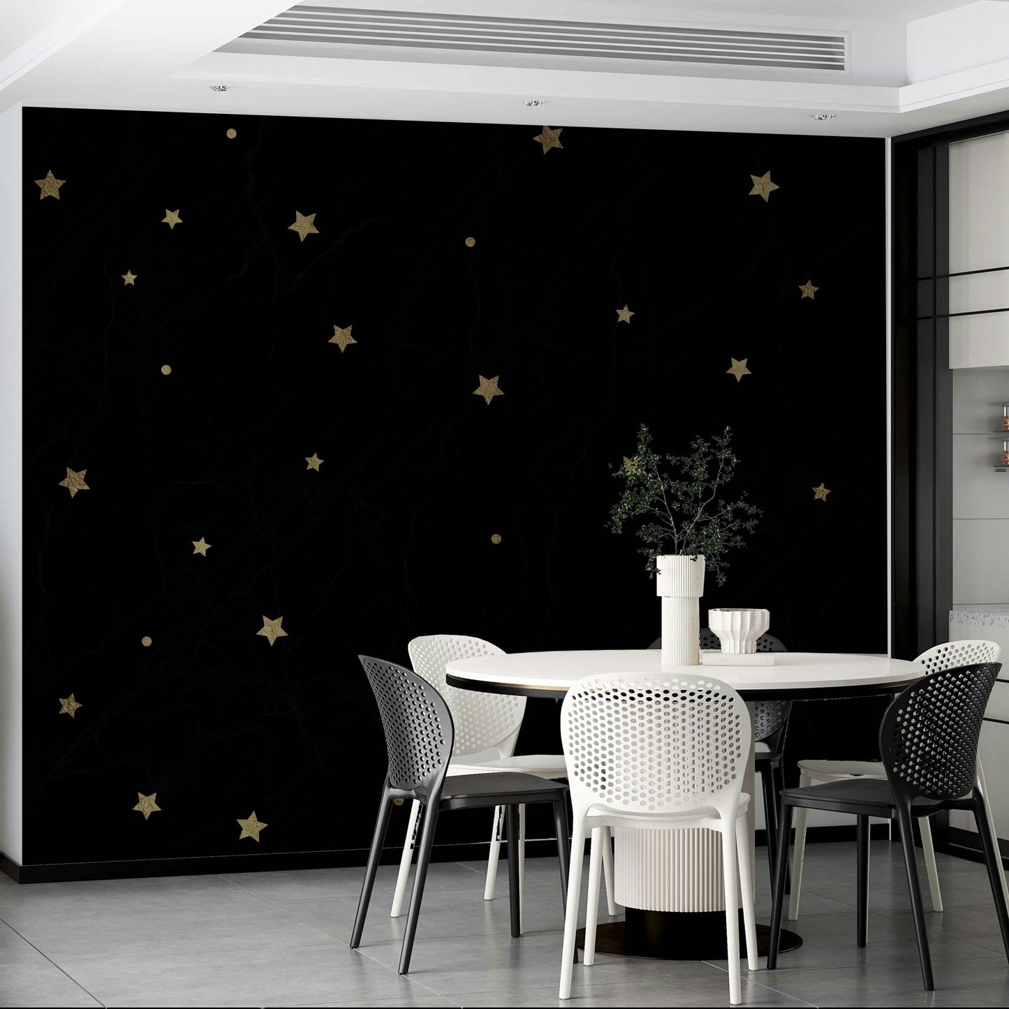 Night sky mural with glowing stars for a relaxing room vibe

