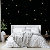 Celestial scene of stars against a deep black sky mural

