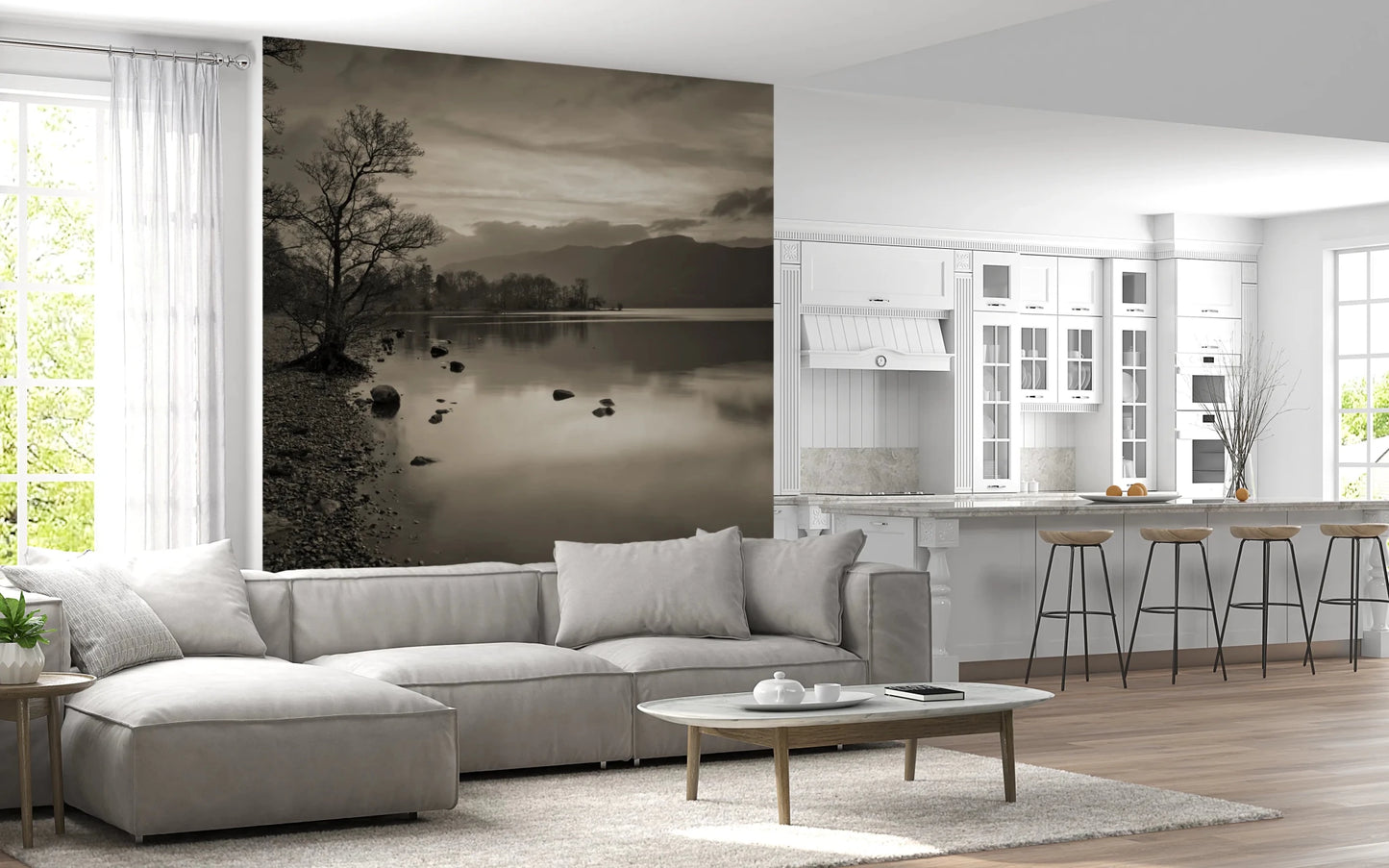 Still Lake at Dusk Wall Mural