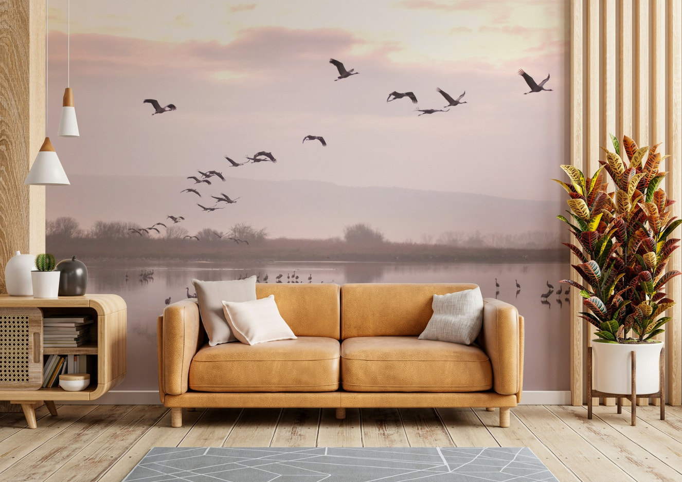 A breathtaking and serene wall mural.
