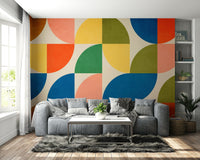 Serene waterways and bridges in a wall mural.

