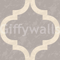 Modern Moroccan ogee wallpaper in stone grey