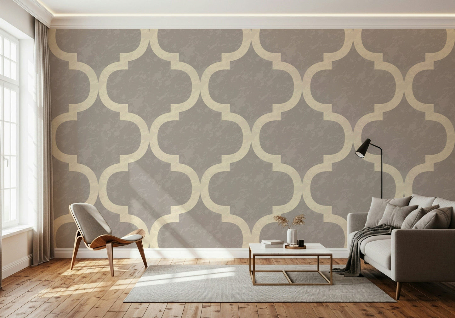 Versatile grey wallpaper with Moroccan influence