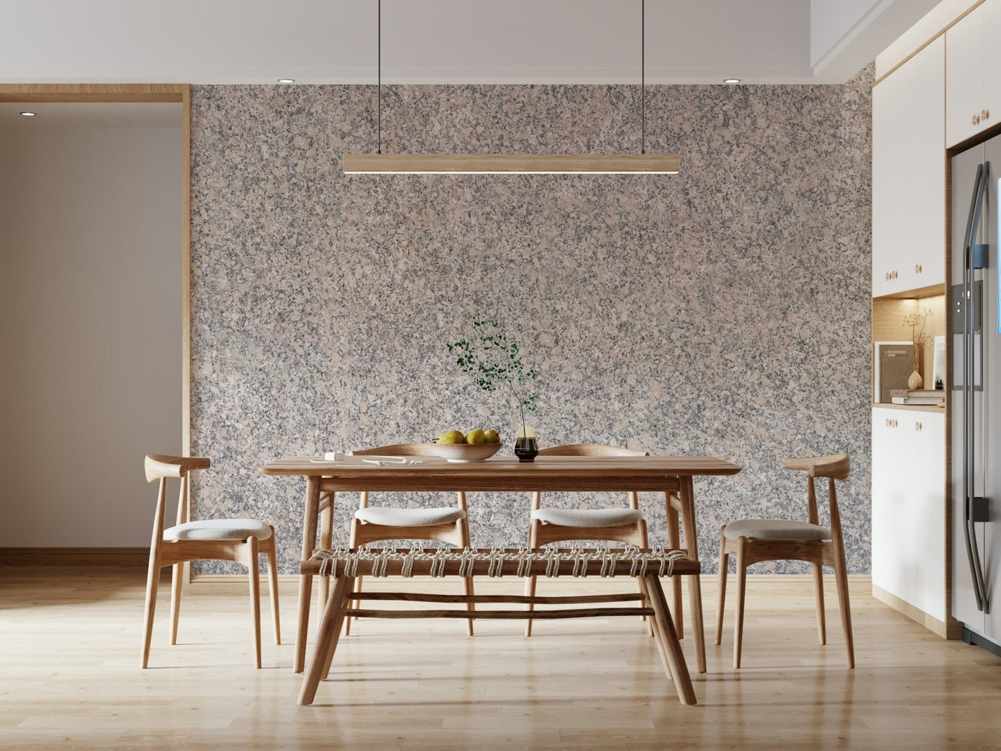 Artistic wall mural highlighting textured stones in harmonious tones