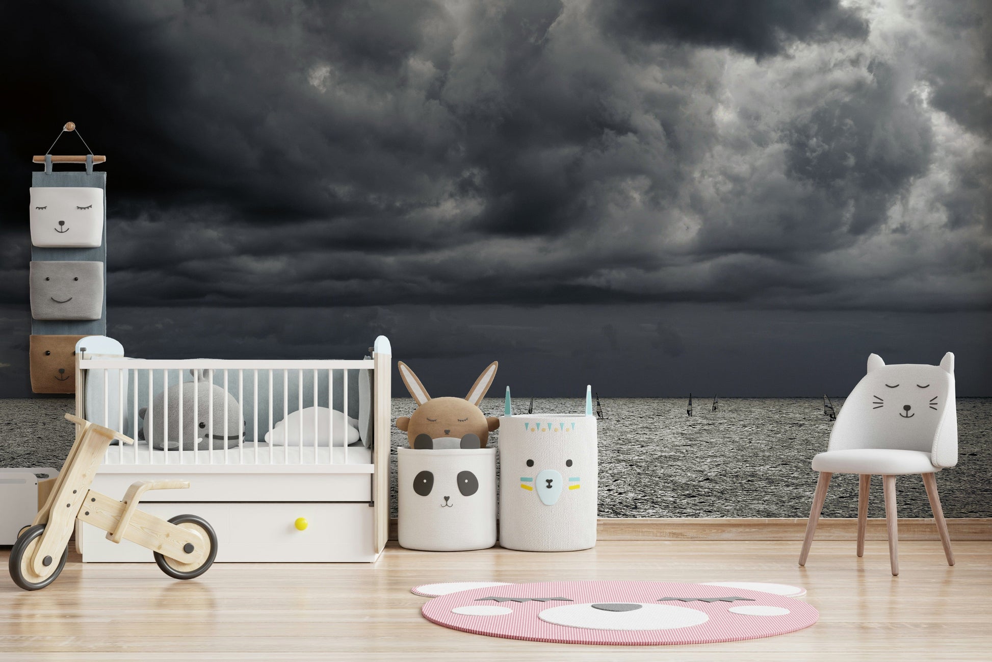 A calming ocean wave wallpaper mural that defines a space.

